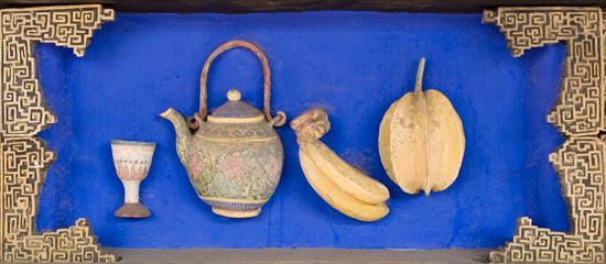 博古柱堵-杯、壺、香蕉、楊桃