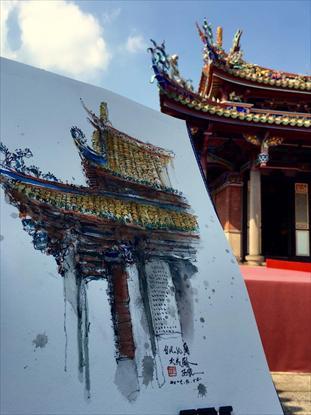 第2張-郭正宏老師手繪孔廟大成殿、共3張圖片
