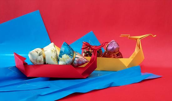 第1張-紙龍舟與粽子、共3張圖片